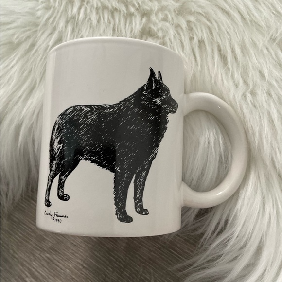 🐾 CINDY FARMER Vintage 1990 Schipperke Dog Coffee Mug Hand Decorated - Picture 2 of 6